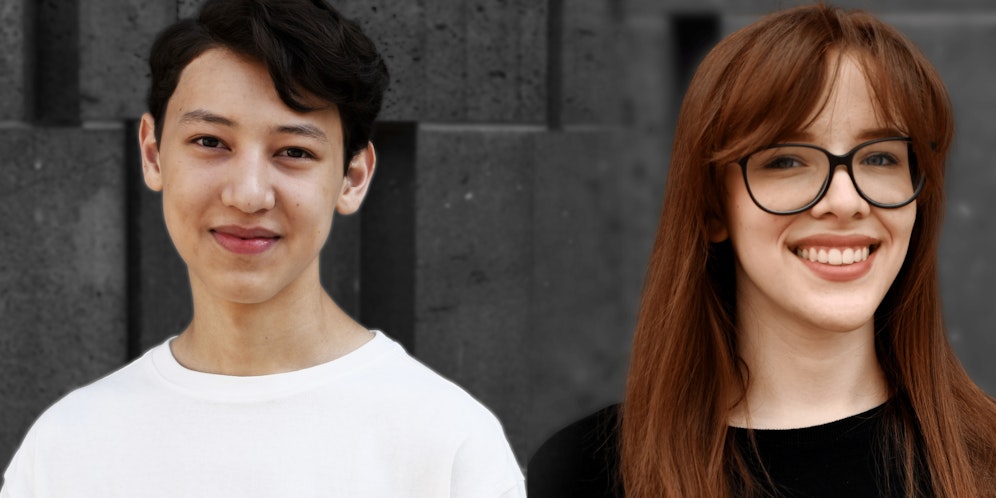 Die Landesschulsprecher Anna Blume (r.) und Pascal Unger