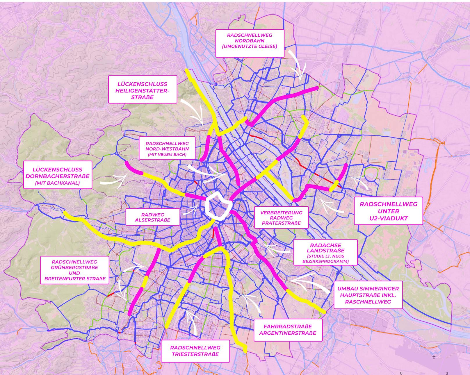 Die Neos fordern neun neue Schnellradwege für Wien