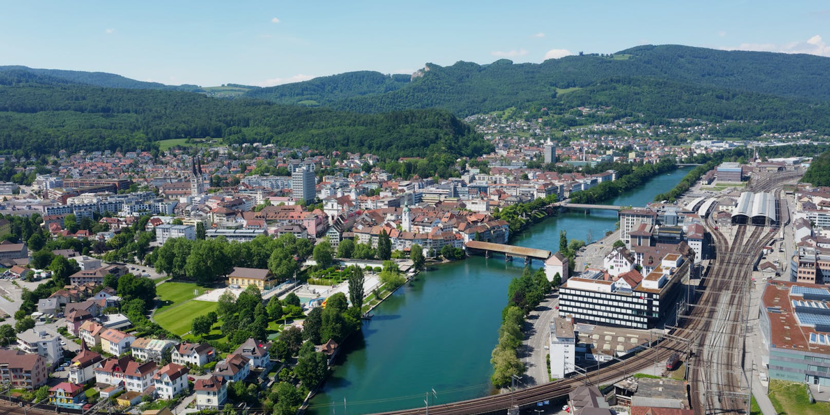 Die Kleinstadt Olten in der Schweiz.