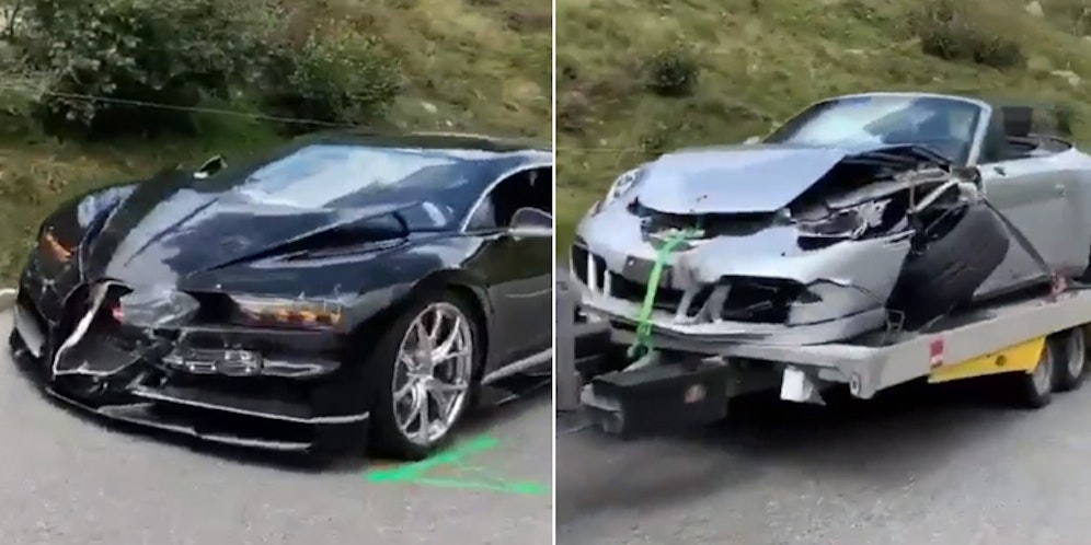 Ein Bugatti Chiron kollidierte mit einem Porsche 911 GTS Cabrio