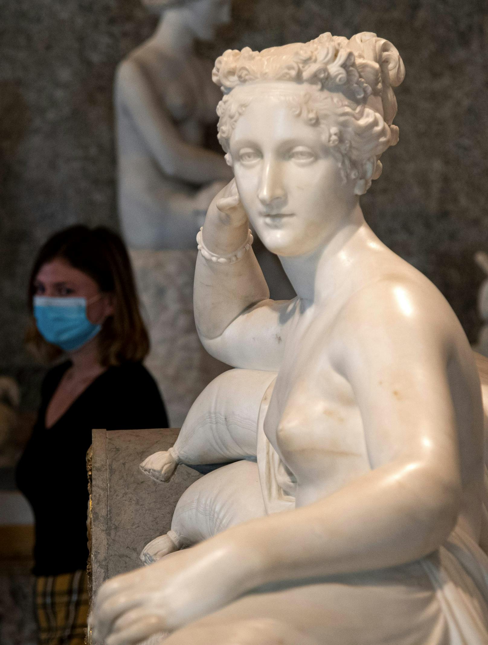 Paolina Bonaparte als siegende Venus. Marmor-Statue des italienischen Bildhauers Antonio Canova (1757-1822). Das Original ist in Rom ausgestellt, das Gips-Modell im Maßstab 1:1 in Possagno