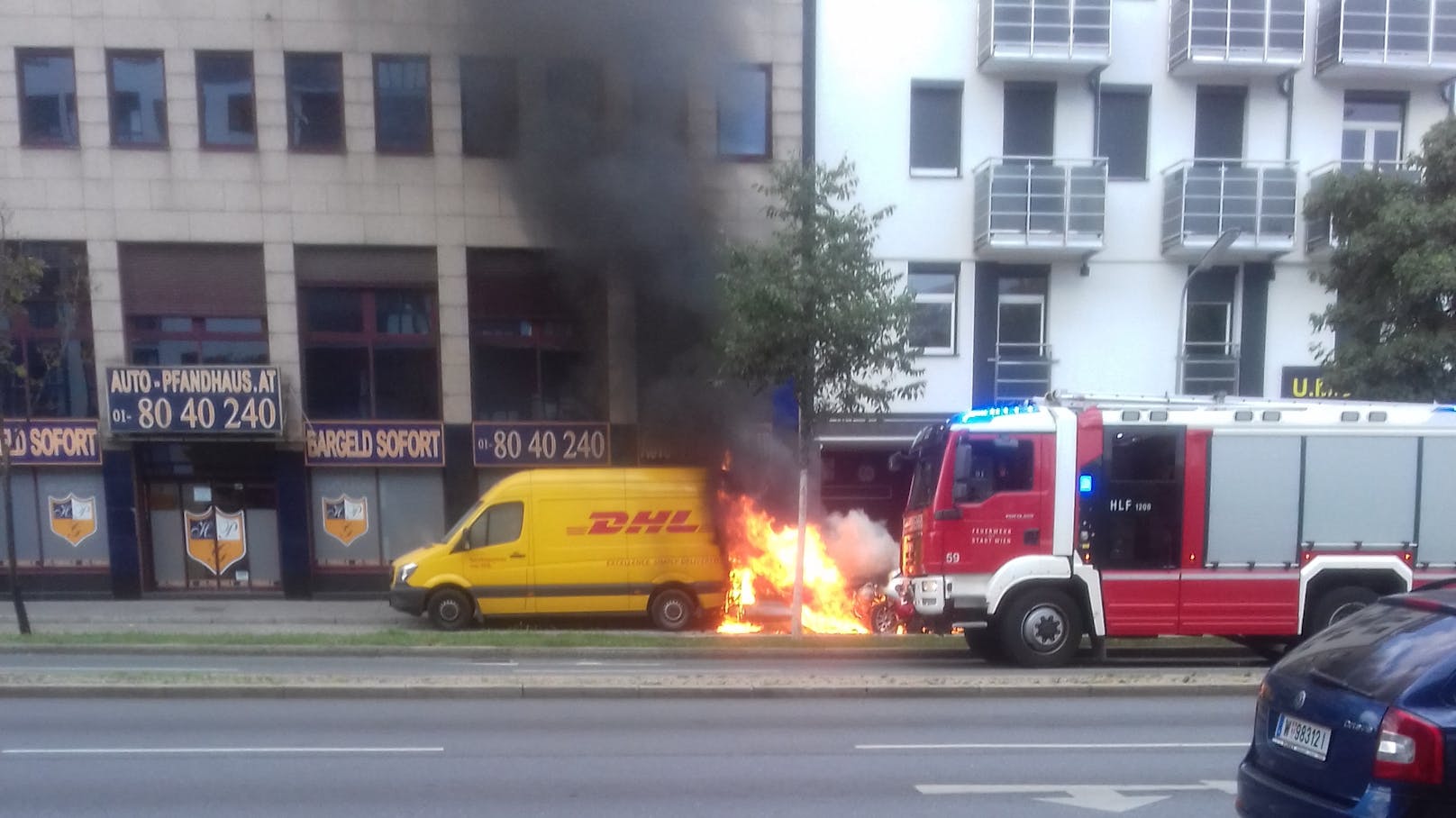 Autobrand am Samstag in Wien-Liesing