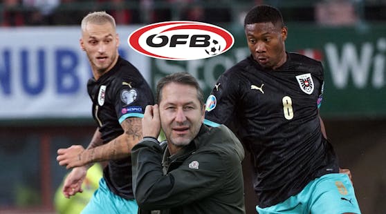Franco Foda mit David Alaba und Marko Arnautovic