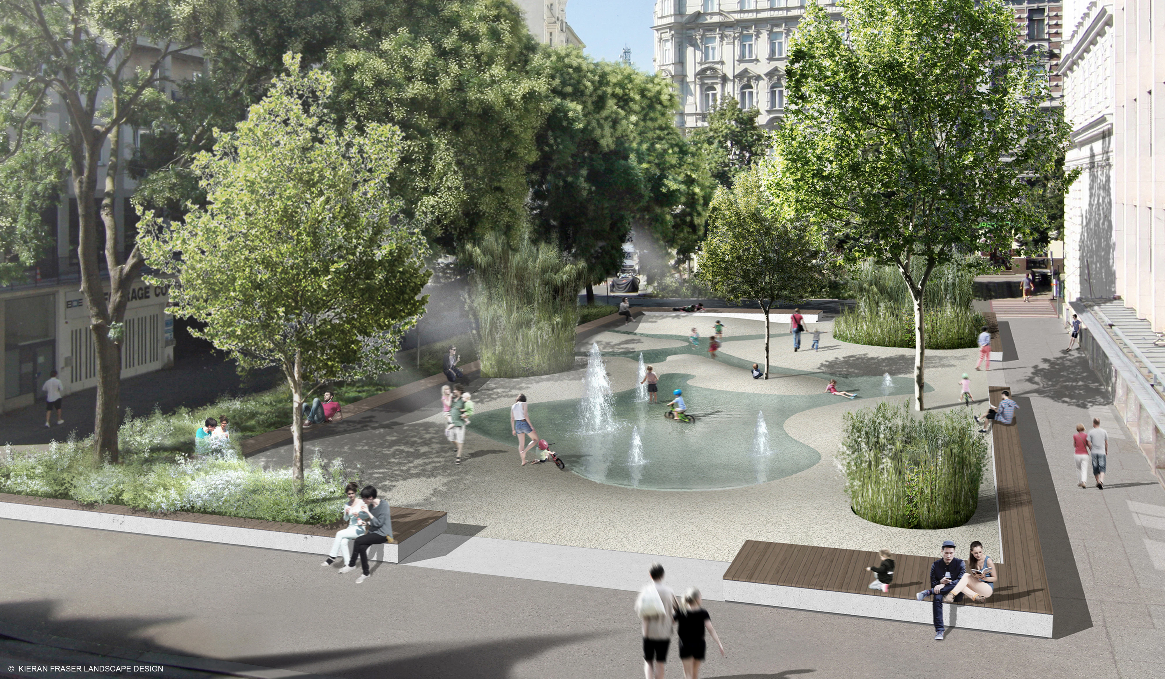 So soll das erste Wasserspiel für die Innere Stadt aussehen.