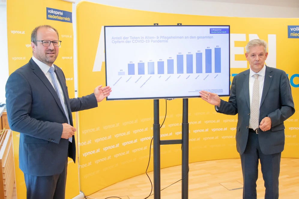 Ebner (l.) und Hauer bei der Pressekonferenz.