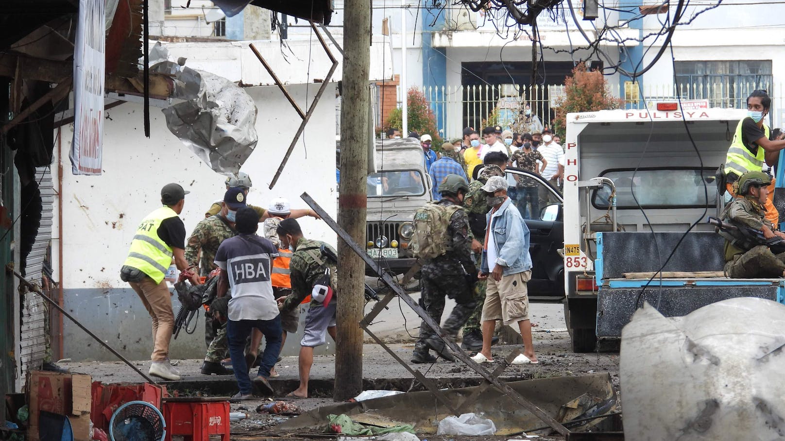 Der Ort der ersten Explosion in Jolo, Philippinen.