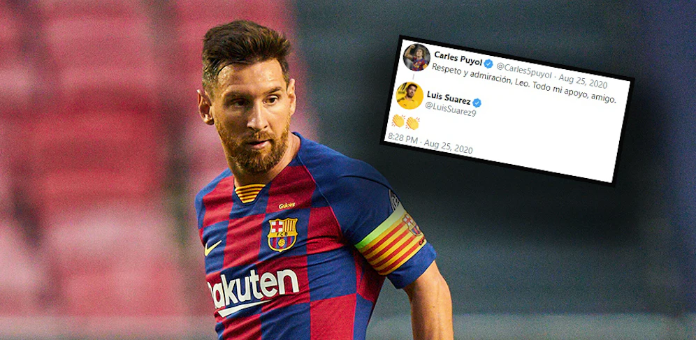 Carles Puyol und Luis Suarez reagieren auf den angekündigten Abschied von Lionel Messi. 
