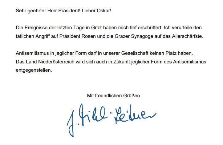 Der Brief von Johanna Mikl-Leitner