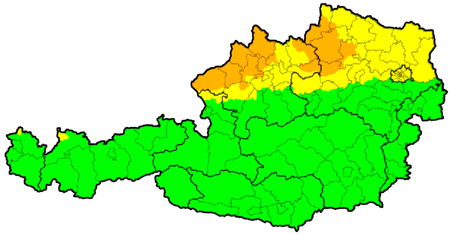 Unwetter-Warnkarte am 26. August 2020, 13.20 Uhr