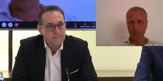 HC Strache mit Peter Bystron von der AfD bei der Pressekonferenz in Wien.