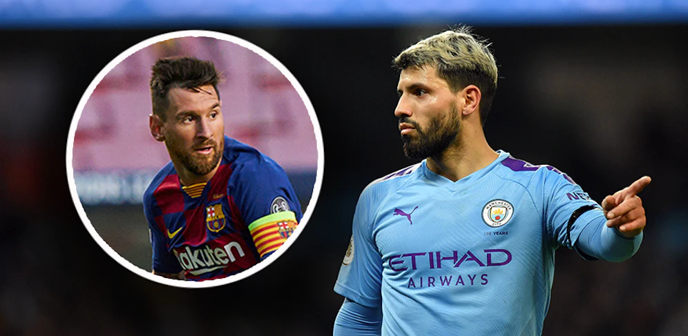 Sergio Aguero gibt einen Hinweis auf den neuen Klub von Lionel Messi. 