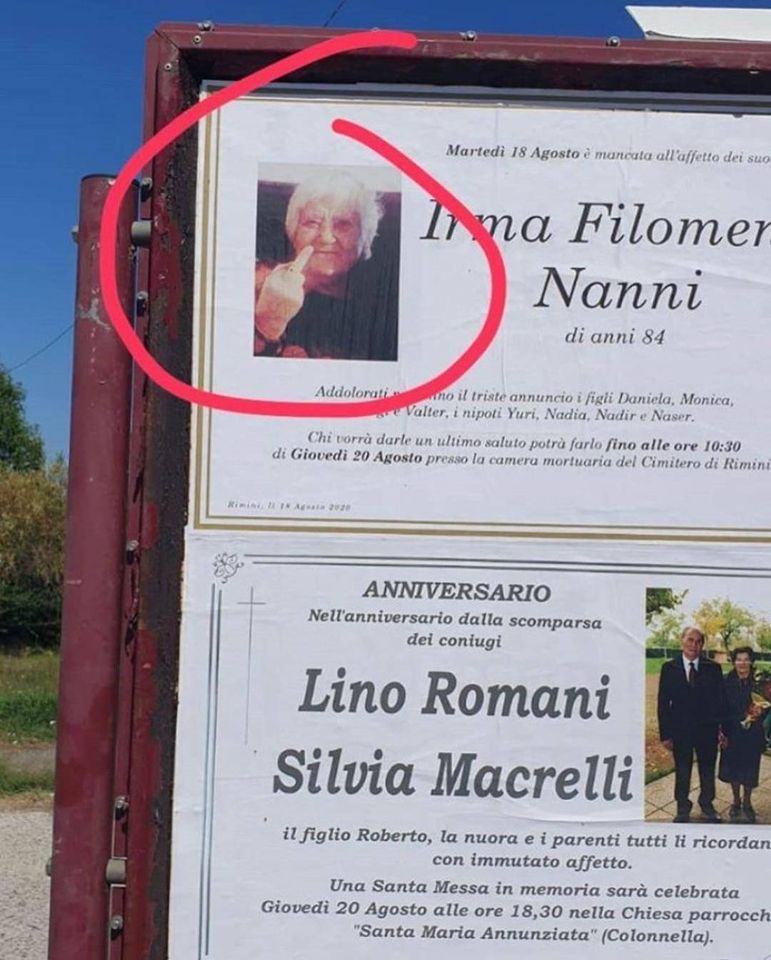 Dieses Foto der Verstorbenen Irma Filomena Nanni erregt in Rimini die Gemüter.