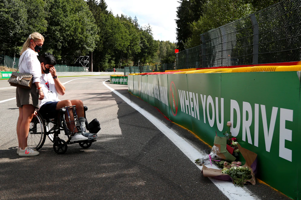 Juan Manuel Correa besuchte im Rollstuhl die fatale Stelle in Spa.
