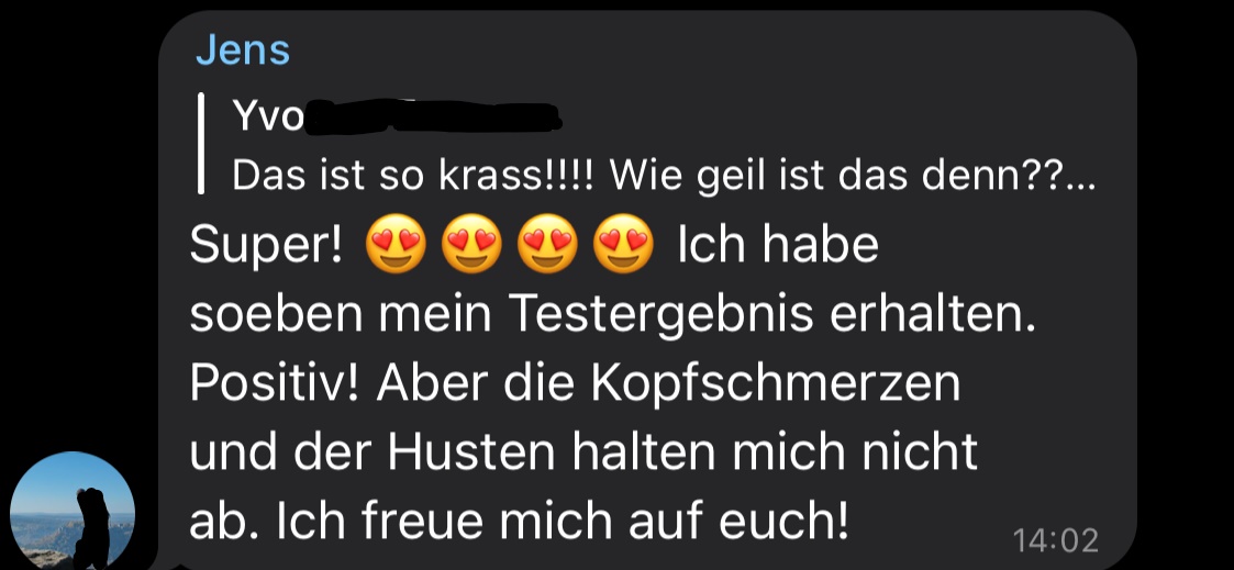 Eine erste Reaktion aus einer Telegram-Gruppe namens "Corona-Rebellen"