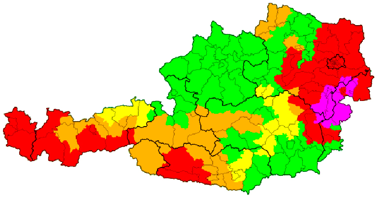 Unwetterkarte am 29. August 2020, Stand 22.30 Uhr