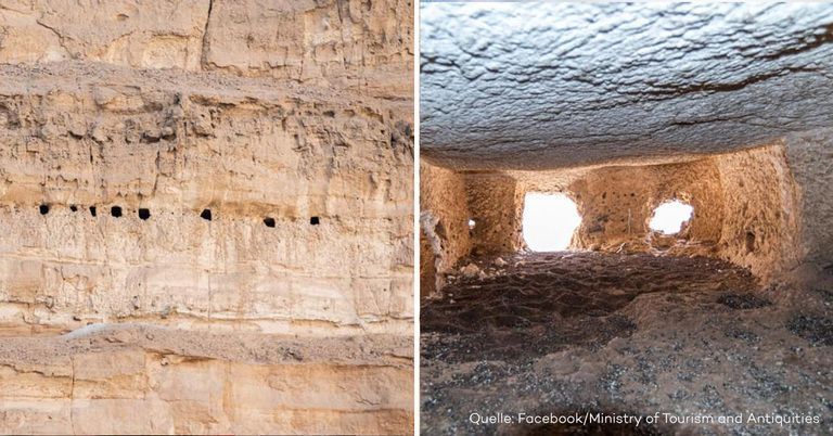 Die Kammern sind in Fels geschlagen.