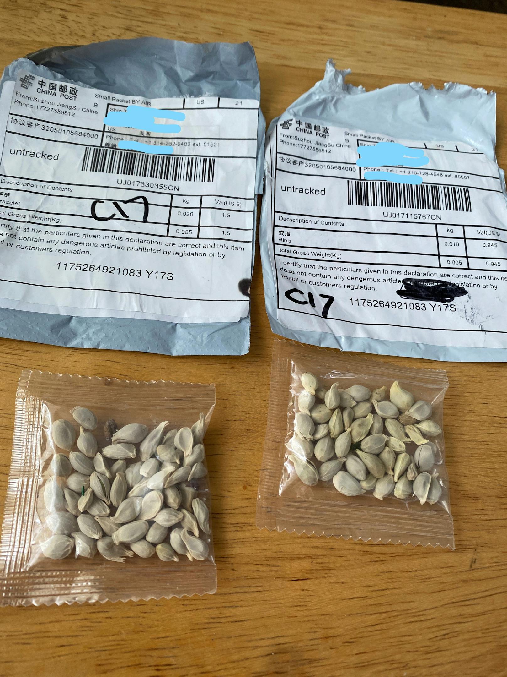 In den aus China kommenden Paketen fanden viele die mysteriösen Samen.