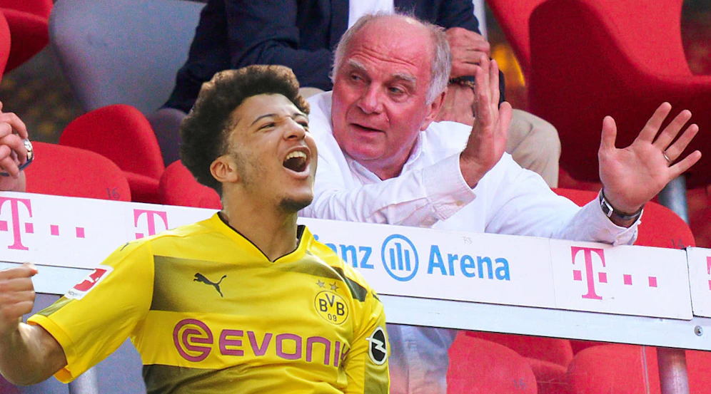 Uli Hoeneß (r.) und Jadon Sancho