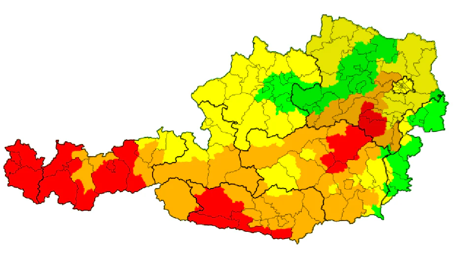 Aktuelle Unwetterwarnungen in Österreich