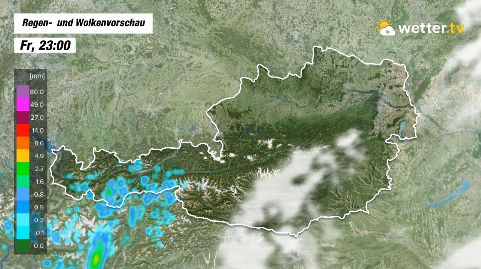 Die wetter.tv Regen- und Wolkenvorschau.