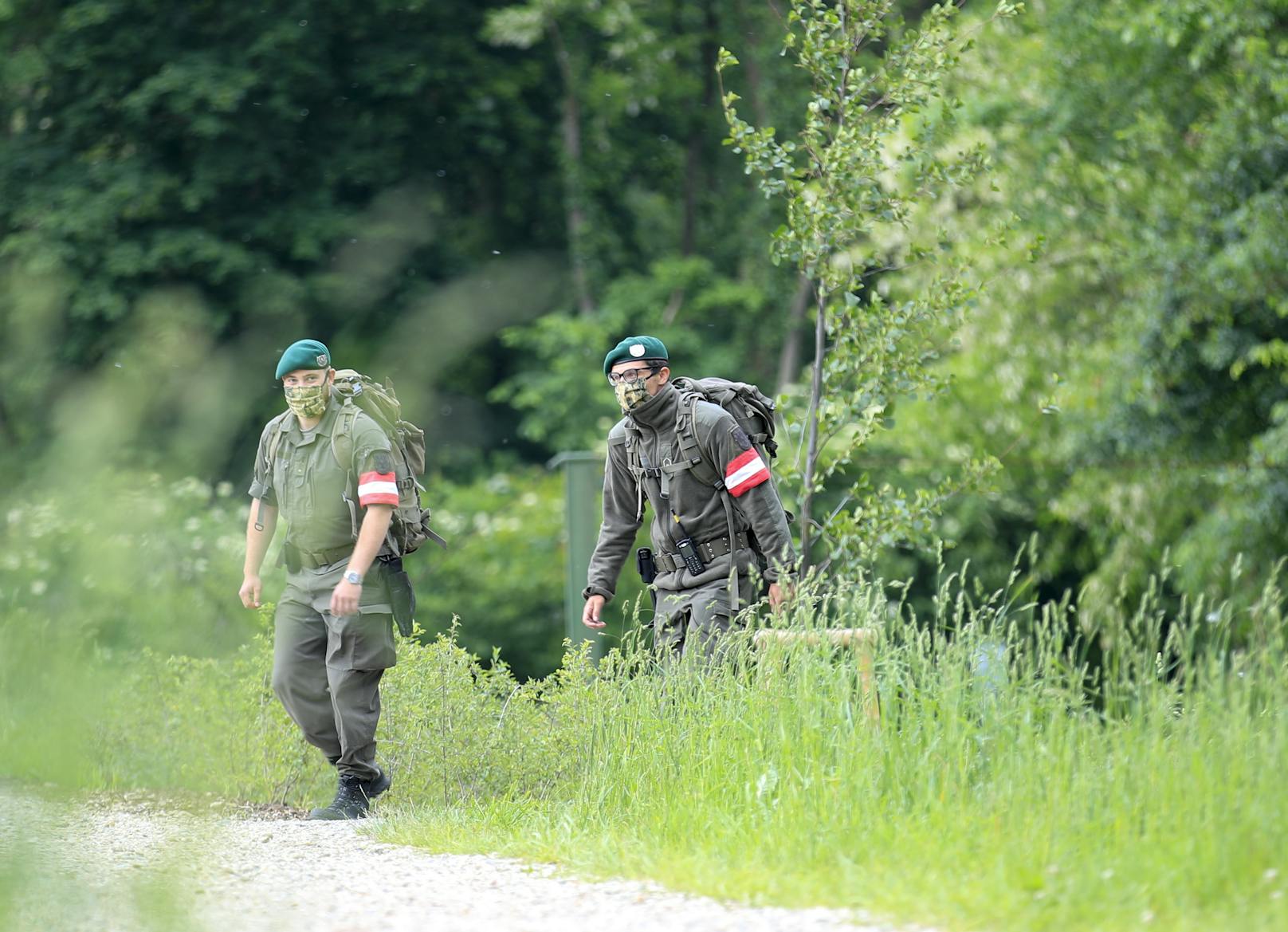 Milizsoldaten an der Grenze in Bad Radkersburg am 20. Mai 2020 