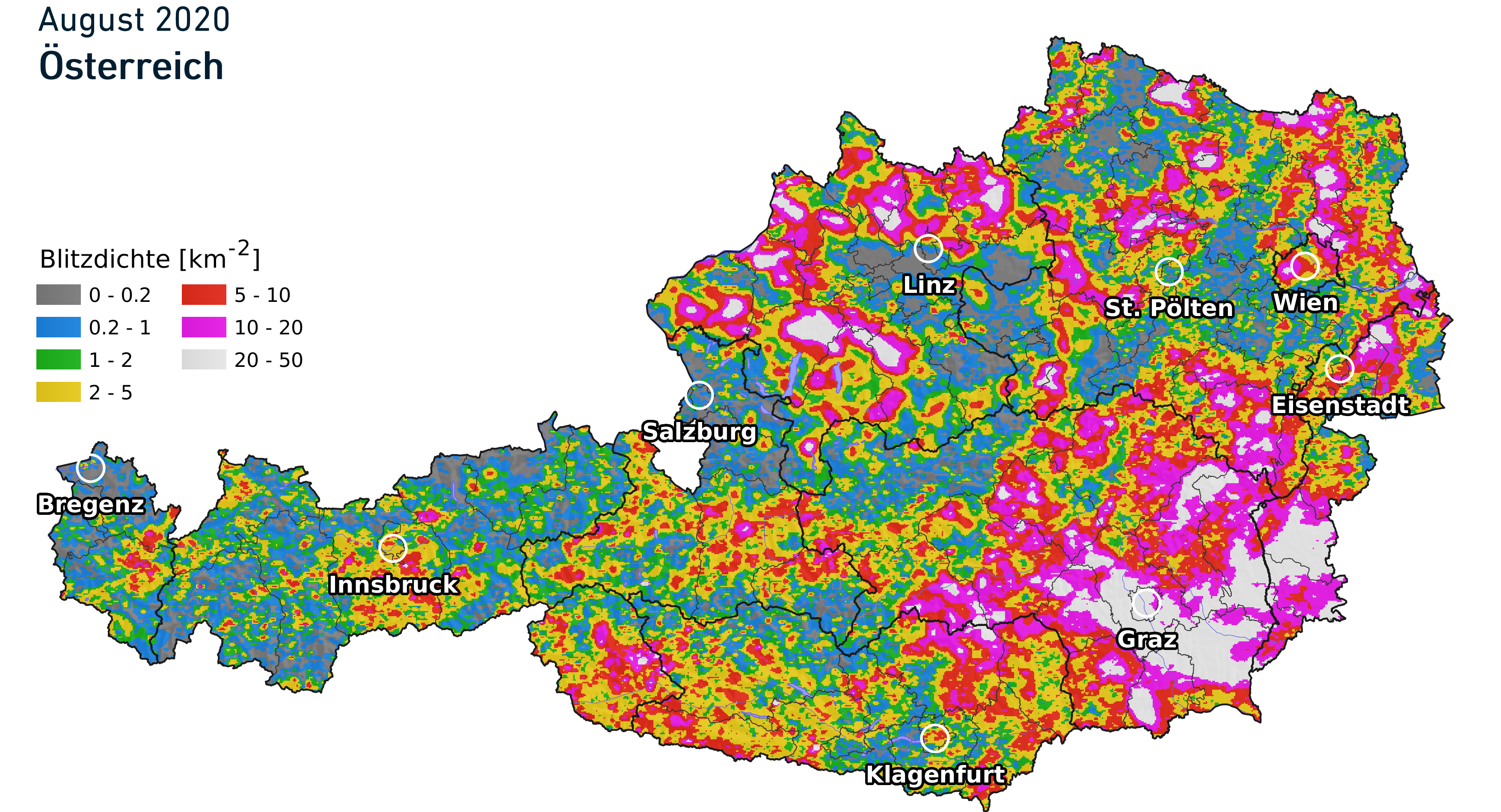 Blitzdichte im August 2020