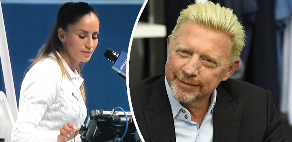 Boris Becker schwärmt von der Stuhlschiedsrichterin. 