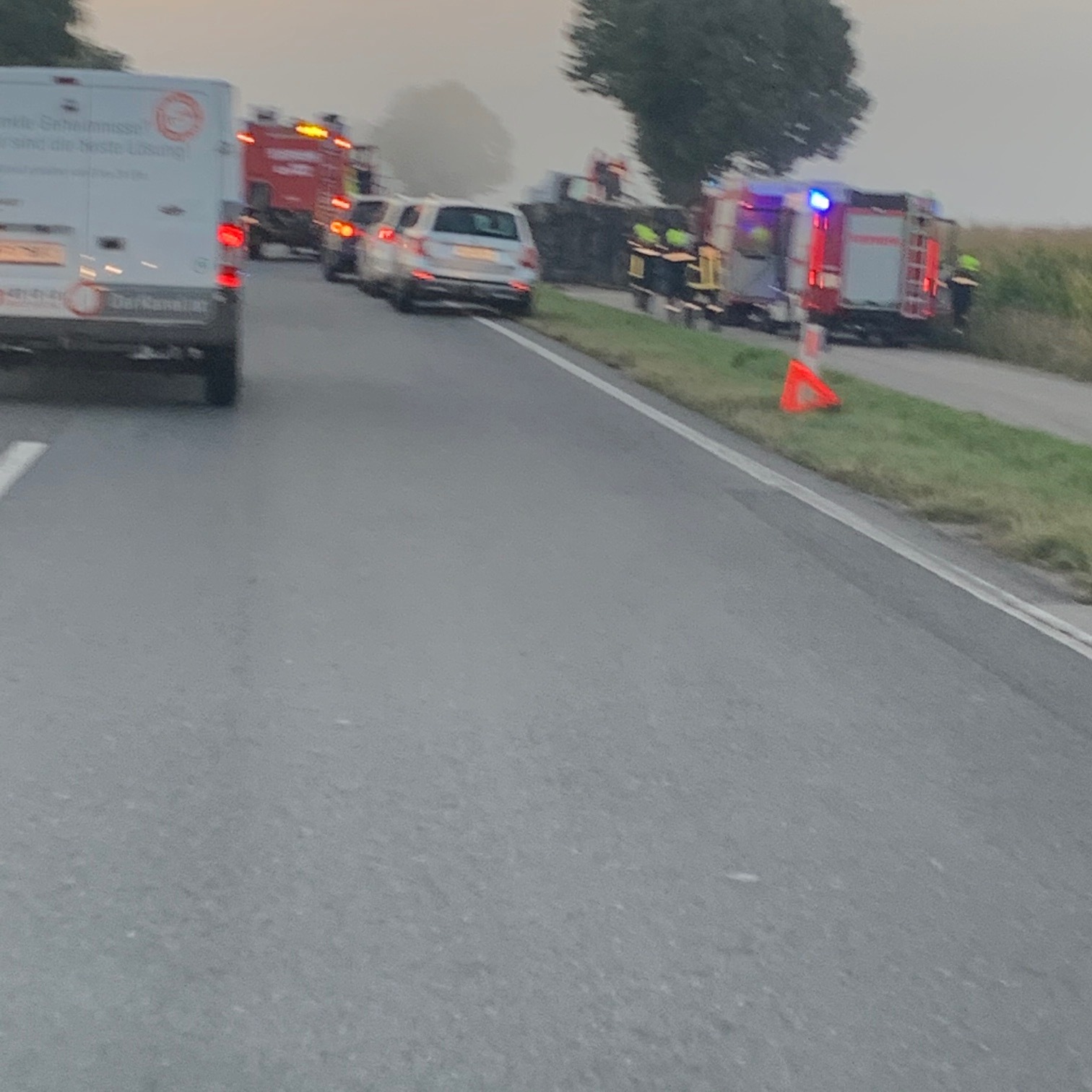 Ein Lkw kam auf gerader Strecke von der Fahrbahn ab.