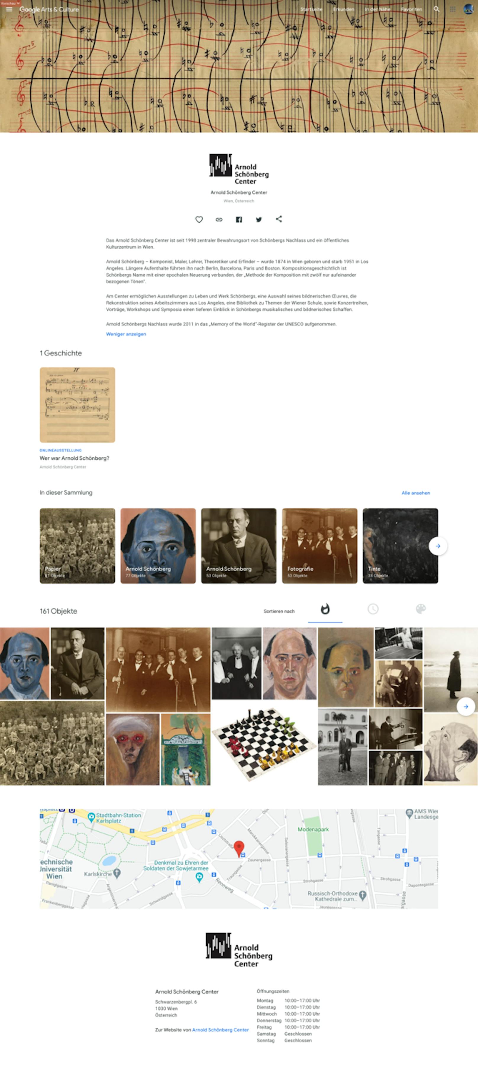 Arnold Schönberg Center und Google Arts & Culture feiern 146. Geburtstag des Universalkünstlers.