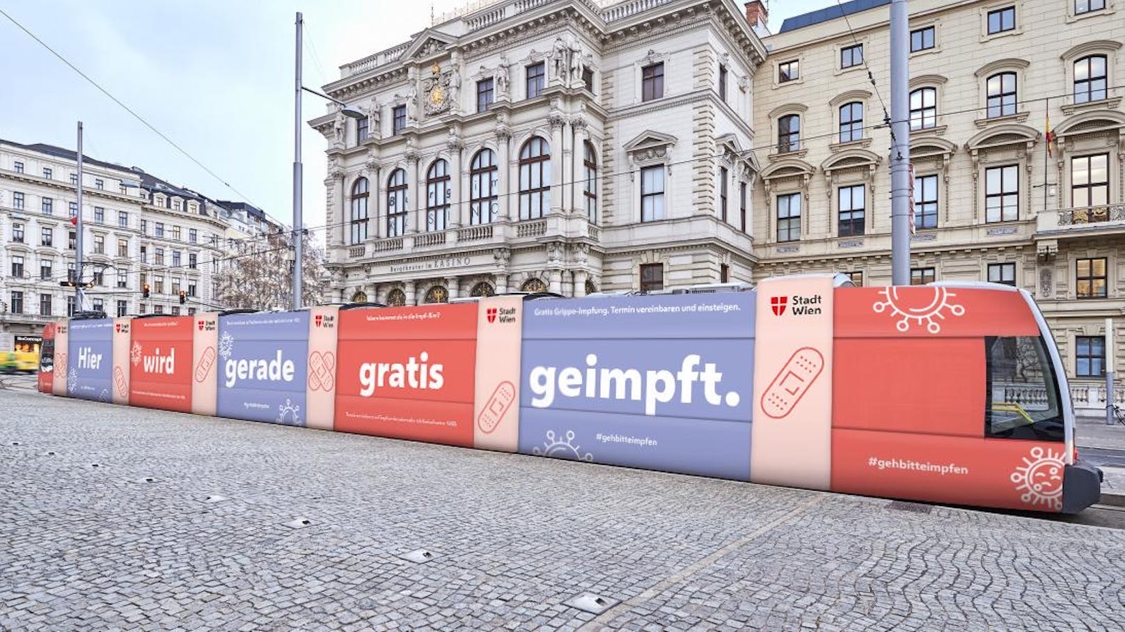 Die Impf-Bim ist ab Donnerstag an sechs Standorten in Wien unterwegs, erste Station: Karlsplatz.