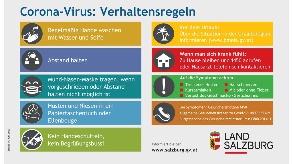 Coronavirus-Verhaltensregeln des Landes Salzburg