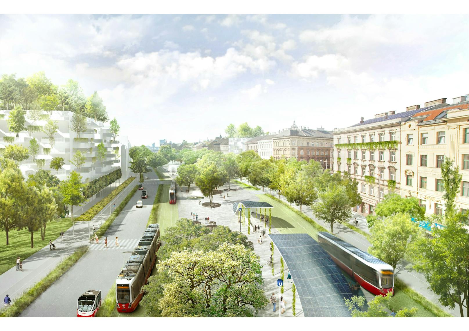 So grün soll Wien nach Plänen der Wiener Linien sein: Parkplätze machen Platz für Parkbänke und besserer Klimaschutz durch den Umstieg auf die Öffis.