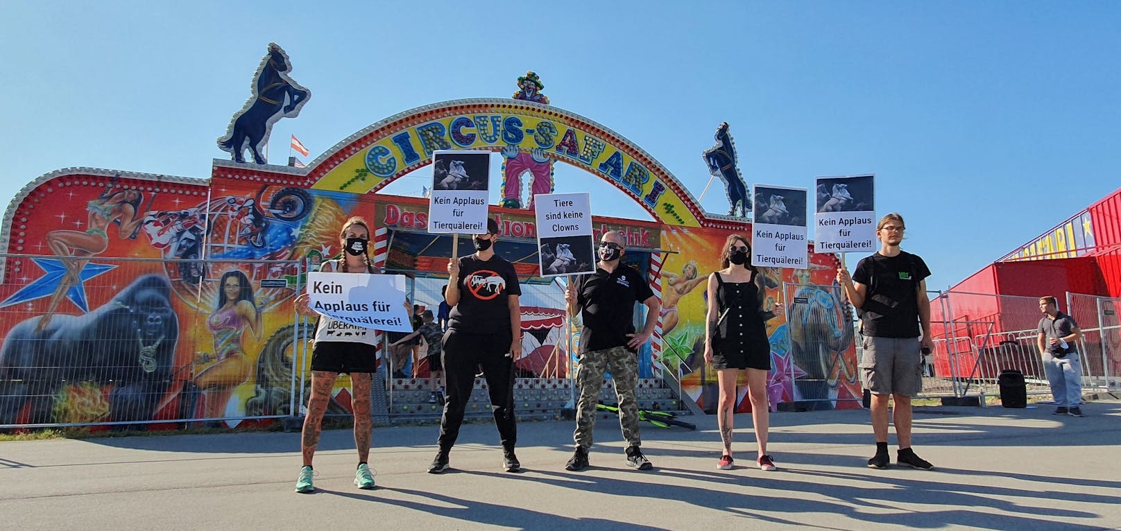 Der Protest gegen die Show des Circus Safari.