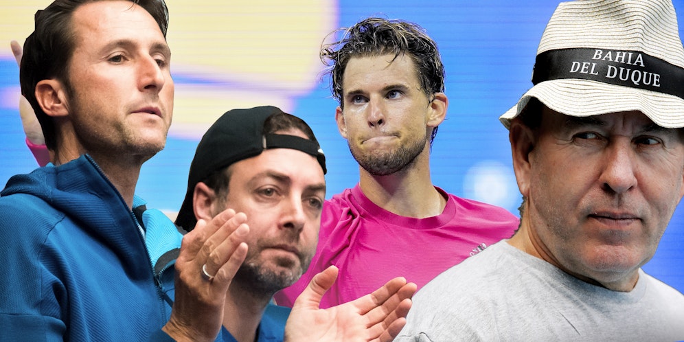 Wolfgang Thiem mit Nicolas Massu links, rechts Ex-Trainer Günter Bresnik.