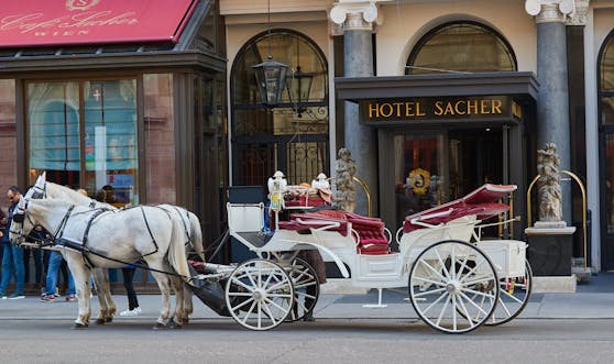 Mehr Wien geht nicht: Ein Fiaker vor dem Hotel Sacher in Wien.