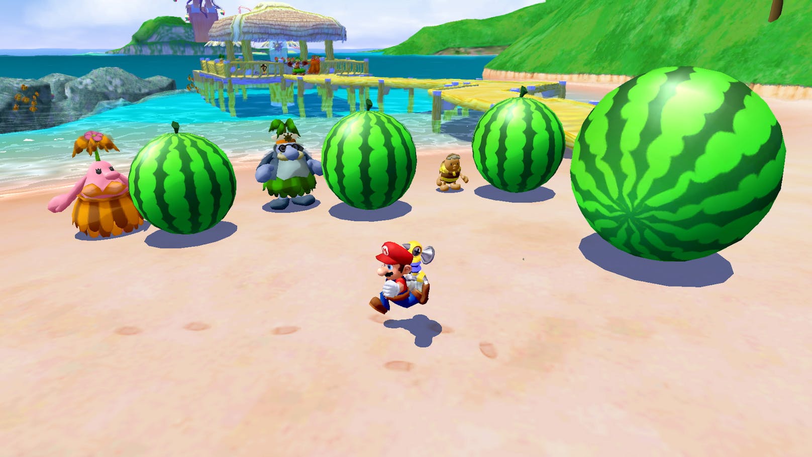 "Super Mario Sunshine" ist ein kontroverser Titel. Das zweite 3D-Mario ging einen eigenen Weg – und schickt den Helden unter anderem gleich zu Beginn vor Gericht. Mithilfe der High-Tech-Wasserspritze Dreckweg 08/17 muss er das Tropen-Paradies Isla Delfino vom Schmutz befreien.