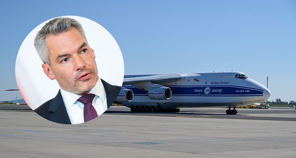 Minister Nehammer bringt Hilfsgüter nach Griechenland.