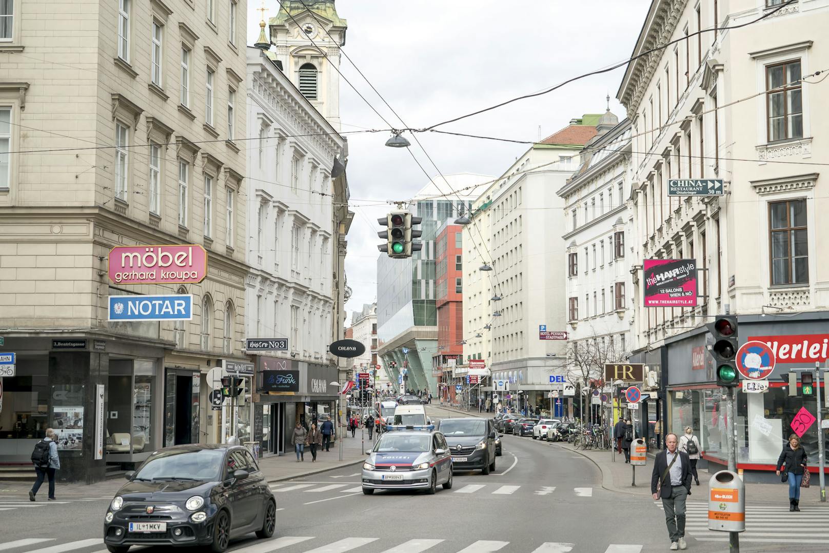 Tempo 30 auf der Landstraßer Hauptstraße war geplant, wurde aber verworfen. Die Grünen wünschen sich eine Begegnungszone.