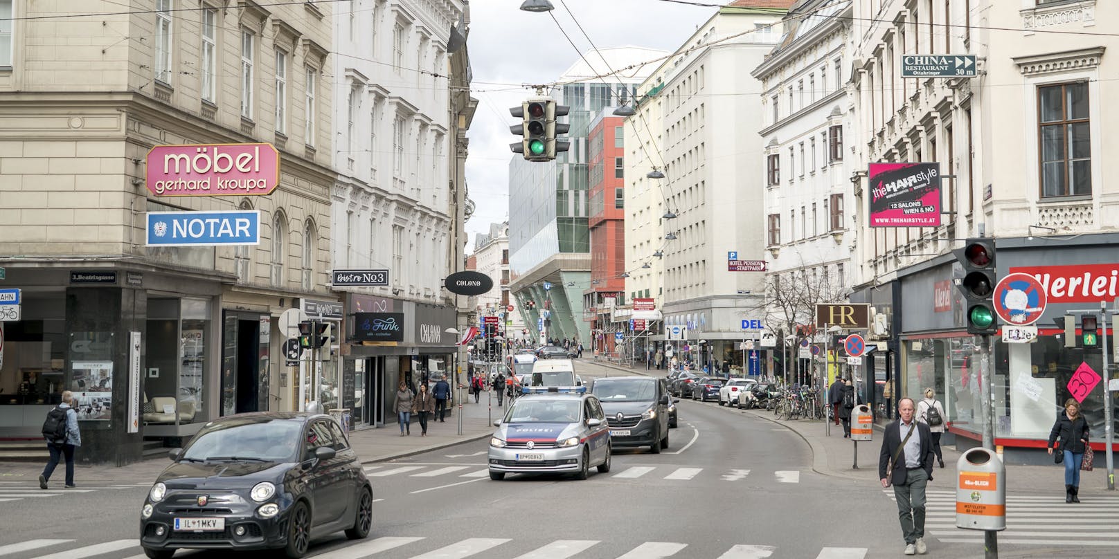 Tempo 30 auf der Landstraßer Hauptstraße war geplant, wurde aber verworfen.