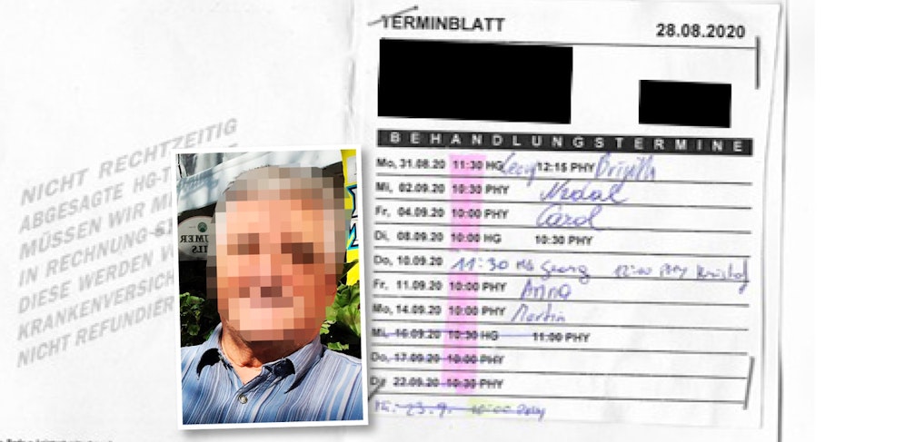 Der 73-Jährige mit seiner Therapiekarte