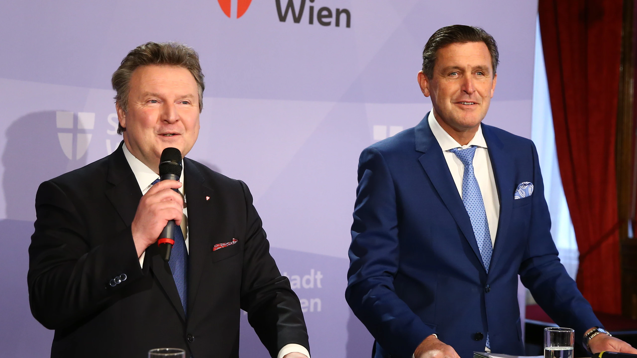 Wiens Bürgermeister Michael Ludwig (li.) und Wirtschaftsstadtrat Peter Hanke (beide SPÖ)