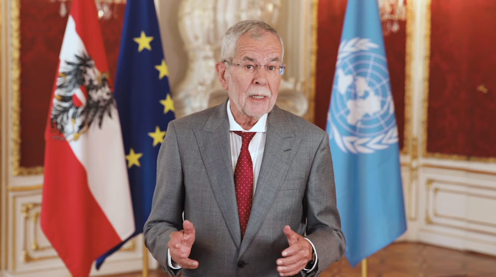 Bundespräsident Alexander Van der Bellen bei seiner kurzen Rede