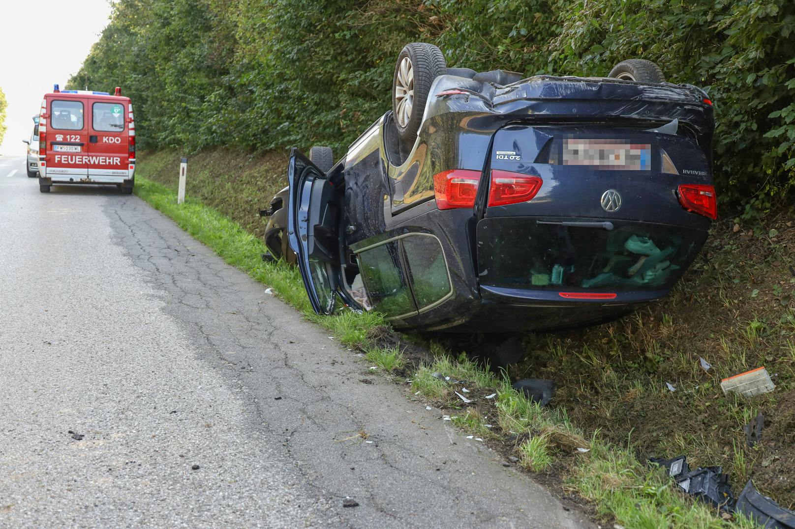 In Eberstalzell überschlug sich ein Auto.