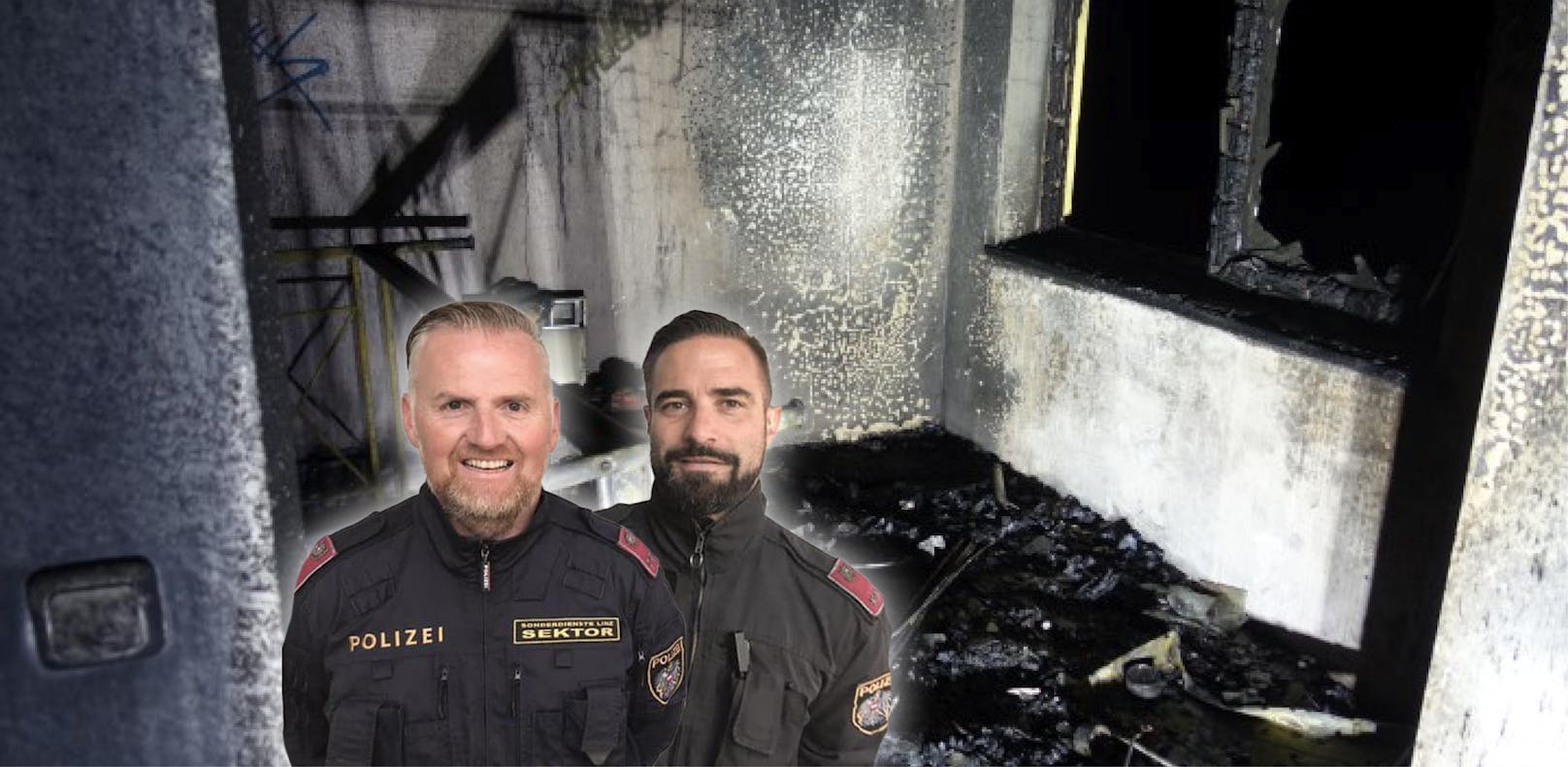 Diese beiden Polizisten retteten einen Touristen aus einer brennenden Wohnung. 