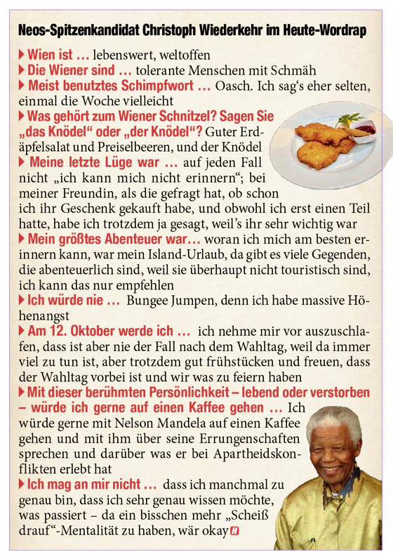 Neos Wien-Spitzenkandidat Christoph Wiederkehr im <em>"Heute"</em>-Wordrap