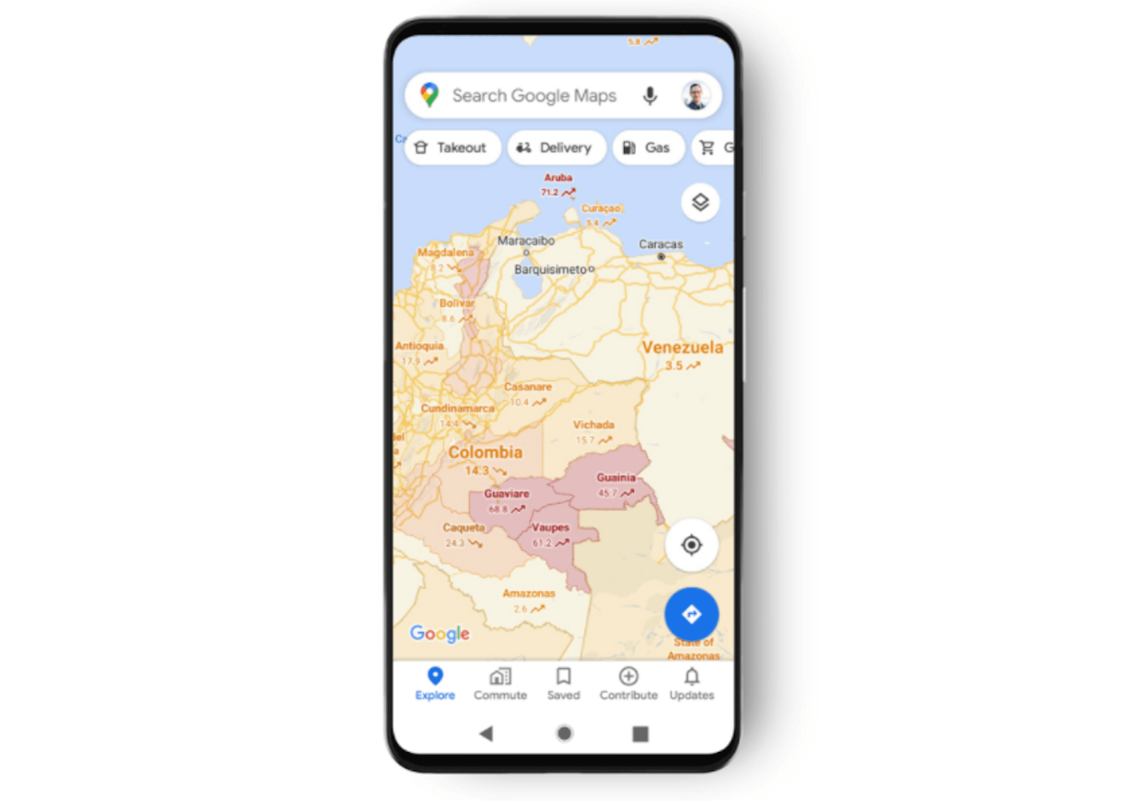 Google Maps bietet künftig einen Filter an, der anzeigt, wie stark eine bestimmte Region von Covid-19 betroffen ist.