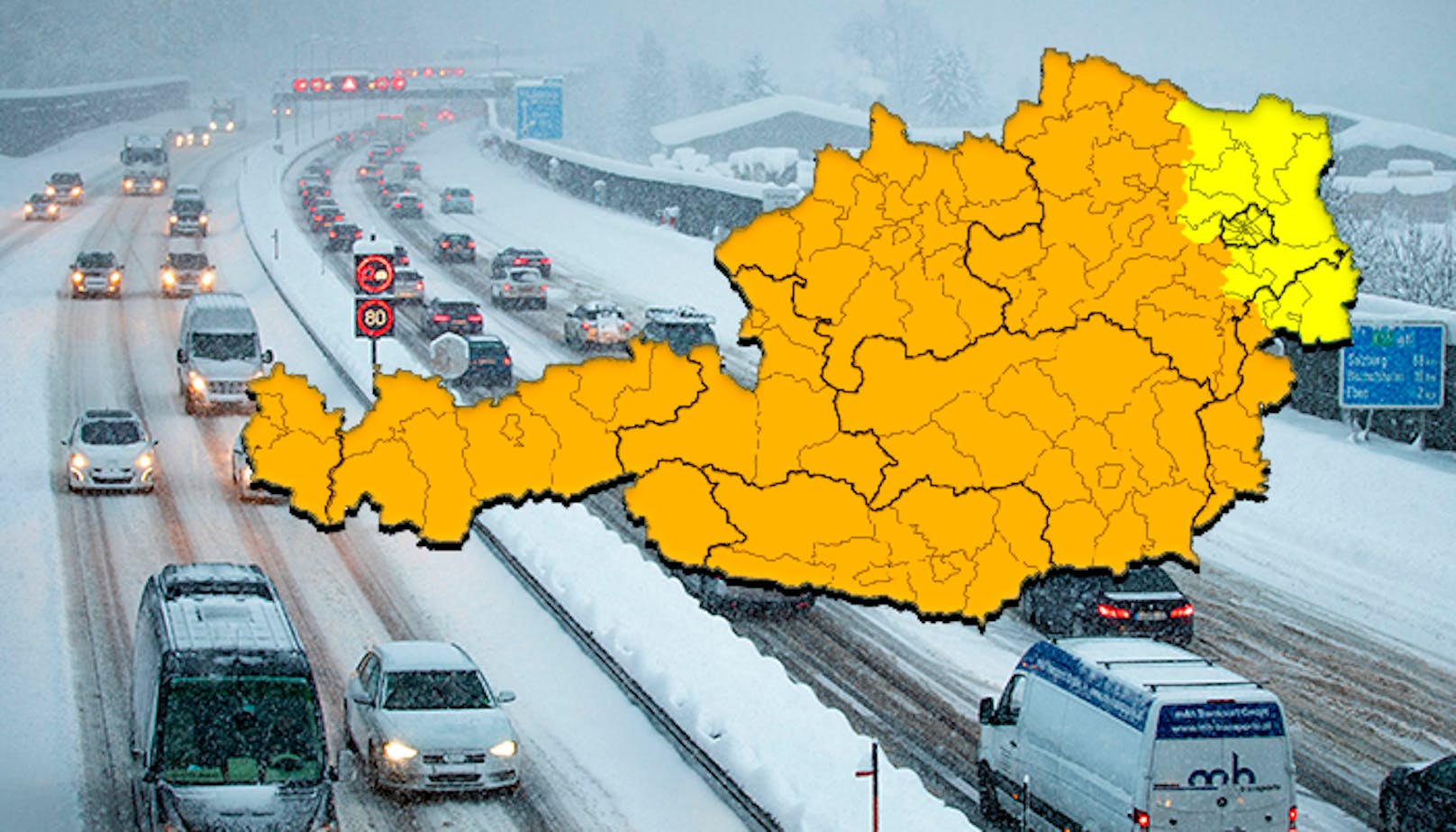 Aktuelle Unwetter-Warnung für Österreich: Im Westen schneit es, sonst Starkregen im ganzen Land&nbsp;