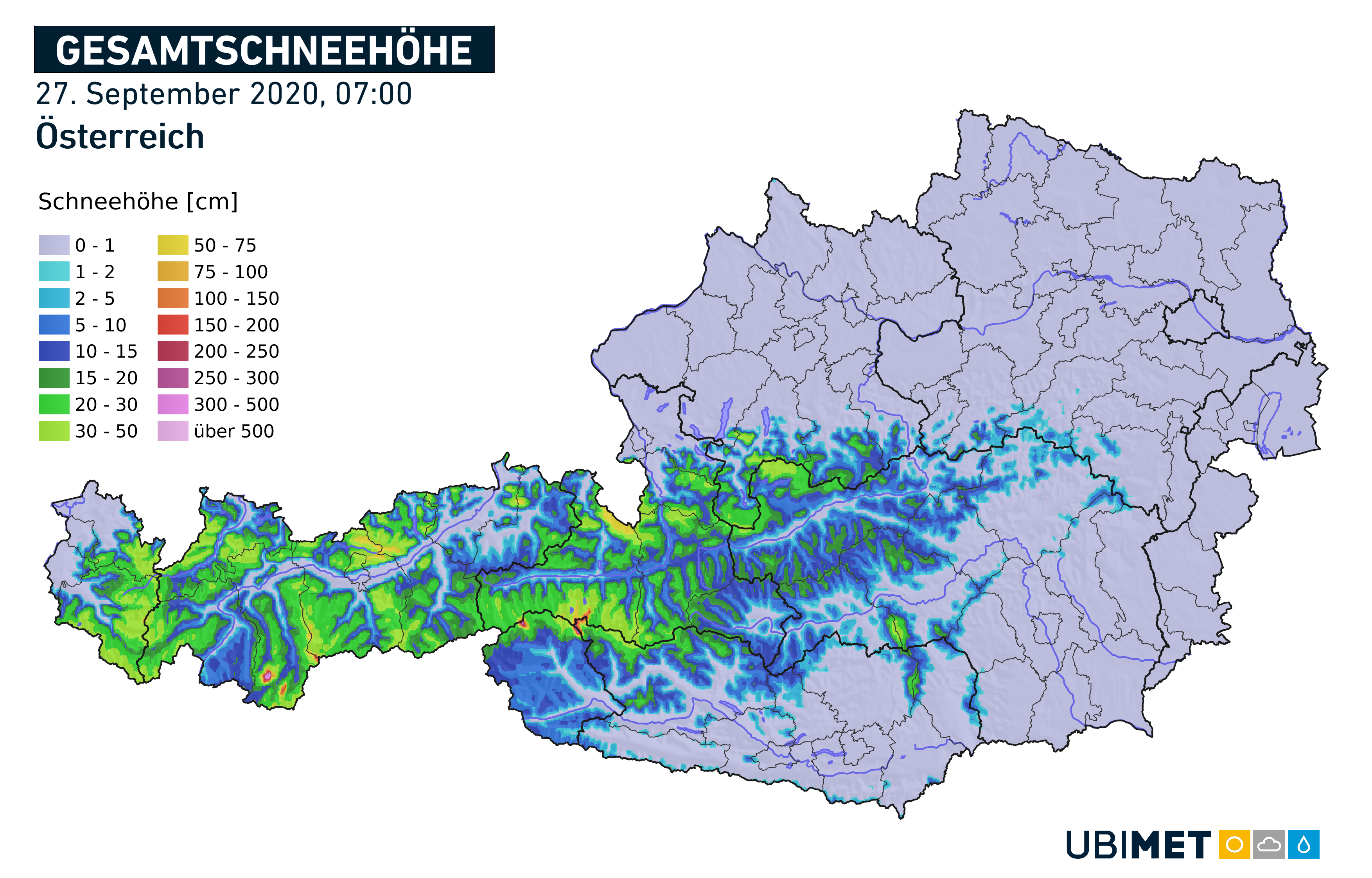 Die Schnee-Karte für Österreich