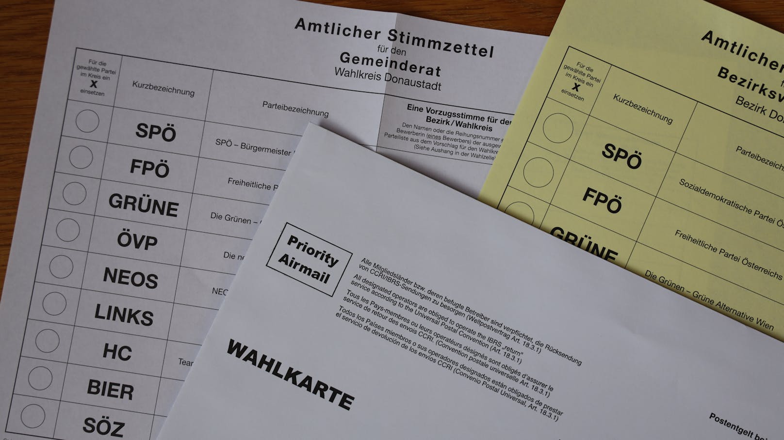 Wahlkarte für die Wien-Wahl