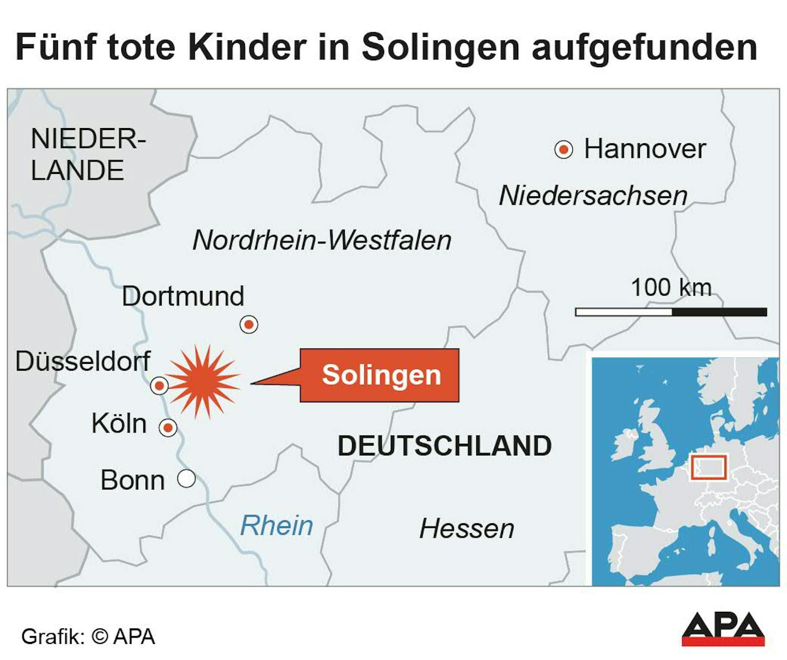 Ersten Informationen zufolge wurden die toten Kinder in einem Mehrfamilienhaus in Solingen entdeckt.